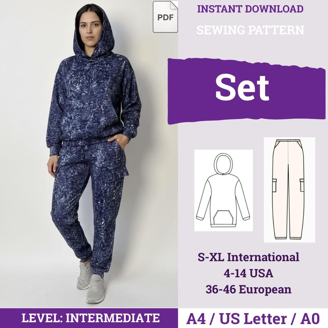 Traccksuit Pattern Hoodie & Jogger Sewing Patterns Bundle | Simple Tracksuit Sewing ...