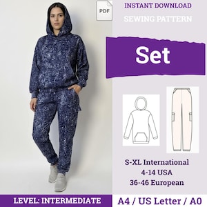 Hoodie & jogger Sewing Patterns Bundle | Simple tracksuit sewing pattern | Womens Tracksuit Pattern | Sewing Track Suit Pattern |
