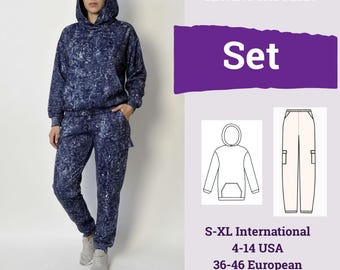 Hoodie & jogger Sewing Patterns Bundle | Simple tracksuit sewing pattern | Womens Tracksuit Pattern | Sewing Track Suit Pattern |