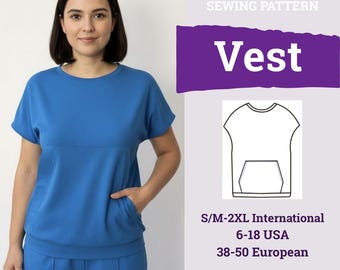 Vest Sewing Pattern | Digital Download | Womens Sewing Patterns | Sewing Pattern Vest  for Women | Vest Sewing | Easy Sewing Patterns  |