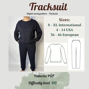 Sewing Track Suit Pattern | Hoodie & Sweatpants Sewing Patterns Bundle | Simple tracksuit sewing pattern | Womens Tracksuit Pattern |