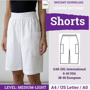 Comfy Shorts with Pockets | Women Shorts Pattern | Shorts Sewing Pattern PDF | Knee-Length Shorts Sewing Pattern | Beginner Shorts Pattern |
