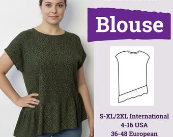 Bohoblusmönster | Blusmönster med volangfåll | Blusmönster med överdimensionerad passform | Lös blusmönster | Enkelt blusmönster | Blusmönster |
