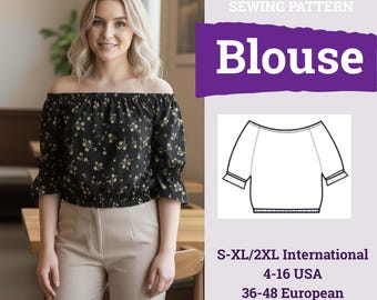 Top Pattern | Easy Blouse Pattern | Loose Summer Blouse Sewing Pattern | Blouse Sewing Pattern | Beginner Sewing Pattern | Digital Download