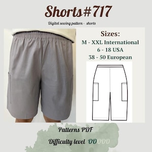 Women Shorts Pattern | Shorts Sewing Pattern PDF | Comfy Shorts with Pockets | Knee-Length Shorts Sewing Pattern | Beginner Shorts Pattern |