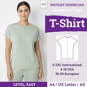 Loose Fit T-Shirt Sewing Pattern | T-Shirt Sewing Pattern | T-shirt Oversized pattern | Basic T-shirt sewing pattern | T-shirt Pattern |
