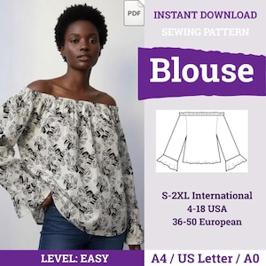 Loose Blouse Sewing Pattern | Renaissance Blouse Sewing Pattern | Boho blouse pattern | Easy Blouse Sewing Pattern | Blouse pattern |