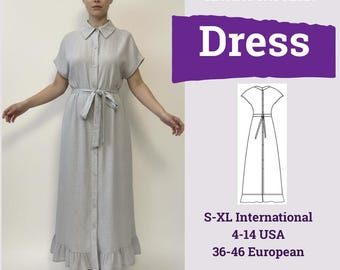 Dress Sewing Pattern Button | Summer Dress Sewing Pattern PDF | Pattern Women Dress | Sewing Pattern Midi Dress PDF | Everyday Dress |