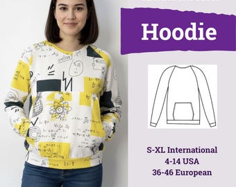 Hoodie sewing pattern | Women's Hoodie Pattern | Simple Sweatshirt Pattern | Hoodie sewing pattern | Pullover Sewing Pattern |