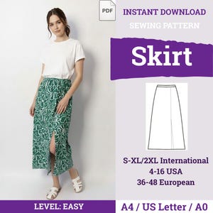 Maxi Slit Skirt Sewing Pattern | Long Skirt Sewing Pattern PDF | Skirt Sewing Patterns | Women Sewing Pattern | Skirt pattern |