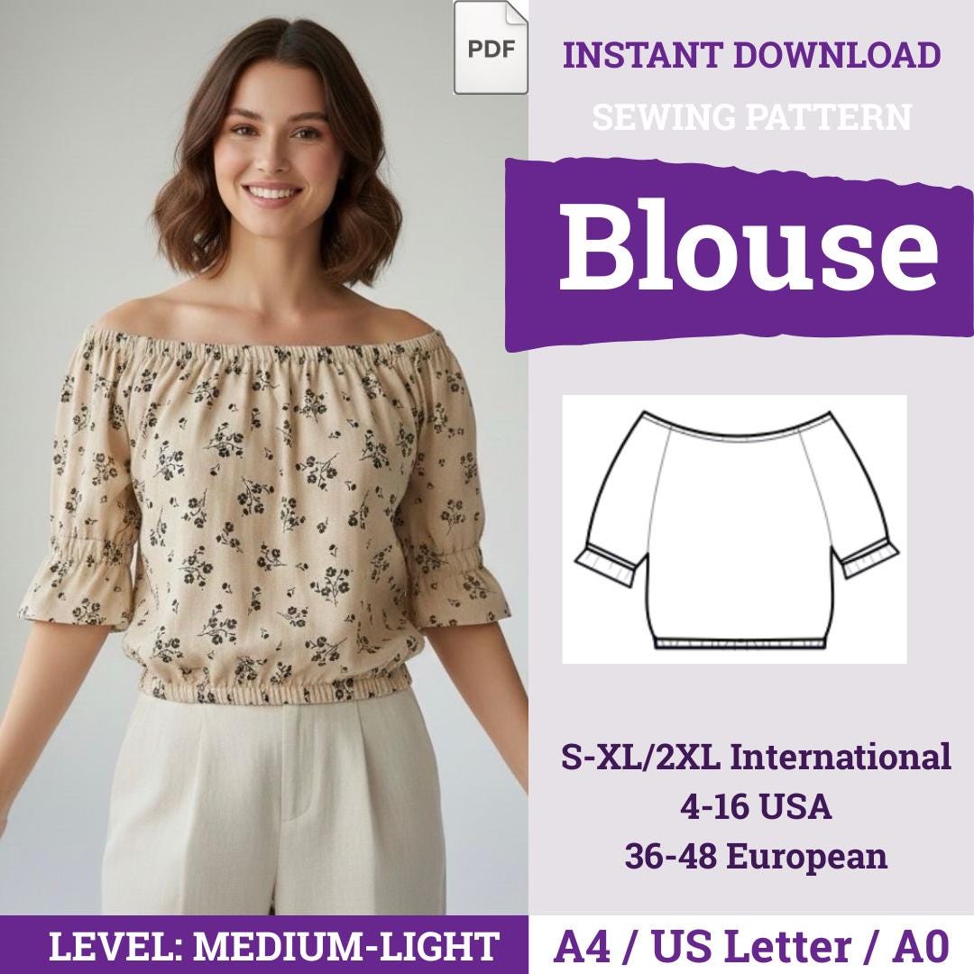 Blouse Sewing Pattern | Women Sewing Pattern | Easy Blouse Pattern ...