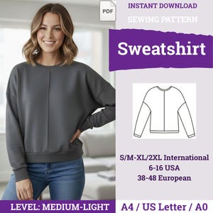 Patron de couture pour sweat-shirt oversize | Patron de sweat-shirt | Sweat-shirt femme | Patron de couture femme | Patron de pull | Patron pour débutant