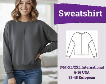 Oversize Sweatshirt Sewing Pattern | Sweatshirt Pattern | Women Sweatshirt | Women Sewing Pattern | Sweater Pattern | Beginner Pattern |