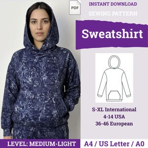 Sweatshirt sewing pattern | Women Sweatshirt Pattern | Sweatshirt Pattern | Lounge wear Pattern | Sweatshirt Pattern With Pockets |
