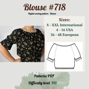 Lockere Sommer Bluse Schnittmuster PDF | Bluse Schnittmuster | Frauen Schnittmuster | Schnittmuster | Schnittmuster für Anfänger |