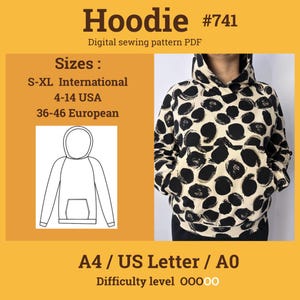 Hoodie  Sewing Pattern | Women Hoodie Pattern For Beginners | Sweatshirt PDF Sewing Pattern | Hoodie Hooded and pocket Sewing Pattern |