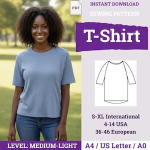 Naaipatroon losvallend T-shirt pdf | T-shirt naaipatroon dames | Naaipatroon basis T-shirt | Oversized T-shirt |