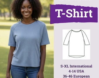 Loose Fit T-Shirt Sewing Pattern PDF | T-Shirt Women's Sewing Pattern | Basic T-shirt sewing pattern | T-shirt Oversized pattern |
