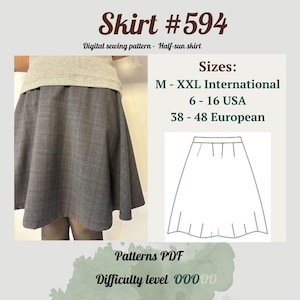 Easy half circle skirt pdf sewing pattern | easy skater skirt pattern | mini skirt pattern | maxi skirt pattern | beginner friendly skirt |