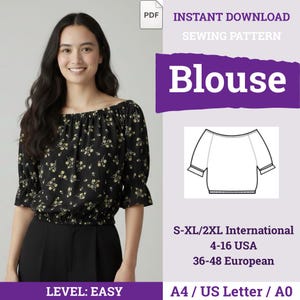 Loose Summer Blouse Sewing Pattern PDF | Blouse Sewing Pattern | Women Sewing Pattern | Easy Blouse Pattern | Beginner Sewing Pattern |