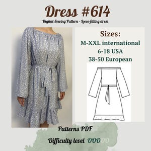 Summer Dress Sewing Pattern PDF | Women Sewing Pattern | Dress  Pattern | Everyday Dress Sewing Pattern | Off Shoulder Dress Sewing Pattern