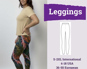 Patrón de costura de leggings / Apto para principiantes / Patrón de costura de leggings para mujer en PDF / Patrón de costura de pantalones de yoga / Patrón de costura de pantalones de mujer /