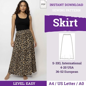 Long Skirt Sewing Pattern | Elastic Waist Maxi Skirt | Maxi Skirt Pattern | Easy Women Pattern | Women Sewing Pattern | Skirt Pattern |