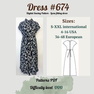 Summer Dress Sewing Pattern PDF | Pattern Women Dress Sewing Pattern Midi Dress PDF | Dress Sewing Pattern Button | Everyday Dress |