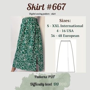 Long Skirt Sewing Pattern PDF | Maxi Slit Skirt Sewing Pattern | Sewing Patterns Skirt | Women Sewing Pattern | Skirt pattern |