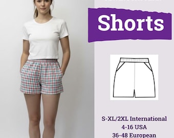 Patrón de costura de shorts para mujer en PDF / Patrón de shorts mini / Shorts cómodos con bolsillos / Patrón de shorts para principiantes / Patrón de costura de shorts en PDF /