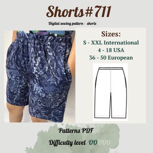 Knee-Length Knit Shorts Sewing Pattern PDF | Women Shorts Pattern | Beginner Shorts Pattern | Elastic Waistband Shorts | | Easy Shorts |