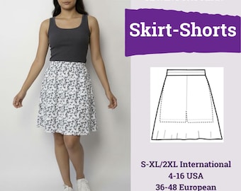 Skirt with Attached Shorts Sewing Pattern | Skirt with Shorts underneath Sewing Pattern | Skirt with built in Shorts Sewing Pattern |