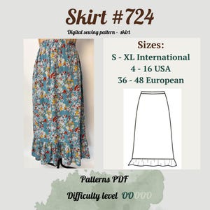 Long Skirt Sewing Pattern PDF | Maxi Skirt Pattern |Summer Skirt Sewing pattern | Ruffle  Skirt Sewing | Women Skirt Pattern |