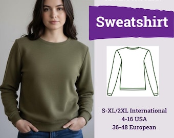 Modello di cucito per felpa classica in PDF / Modello di felpa da donna / Modello di cucito per donna / Modello di cucito per principianti per felpa /