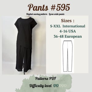 Sewing Pattern Semi-loose Pants no pockets| Pants Pattern Beginner | Women Pattern Pants| Comfy Pants Sewing Pattern| Summer Pants Pattern|