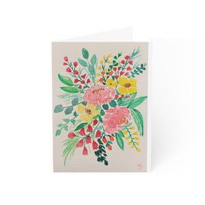 Ensemble de cartes de voeux bouquet aquarelle