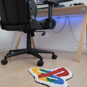 Playstation rug, ps logo Handmade Tufted Rug 35 x 35 cm – Modern Design – Wall Decoration – Unique Piece, gamer room decor, console gift