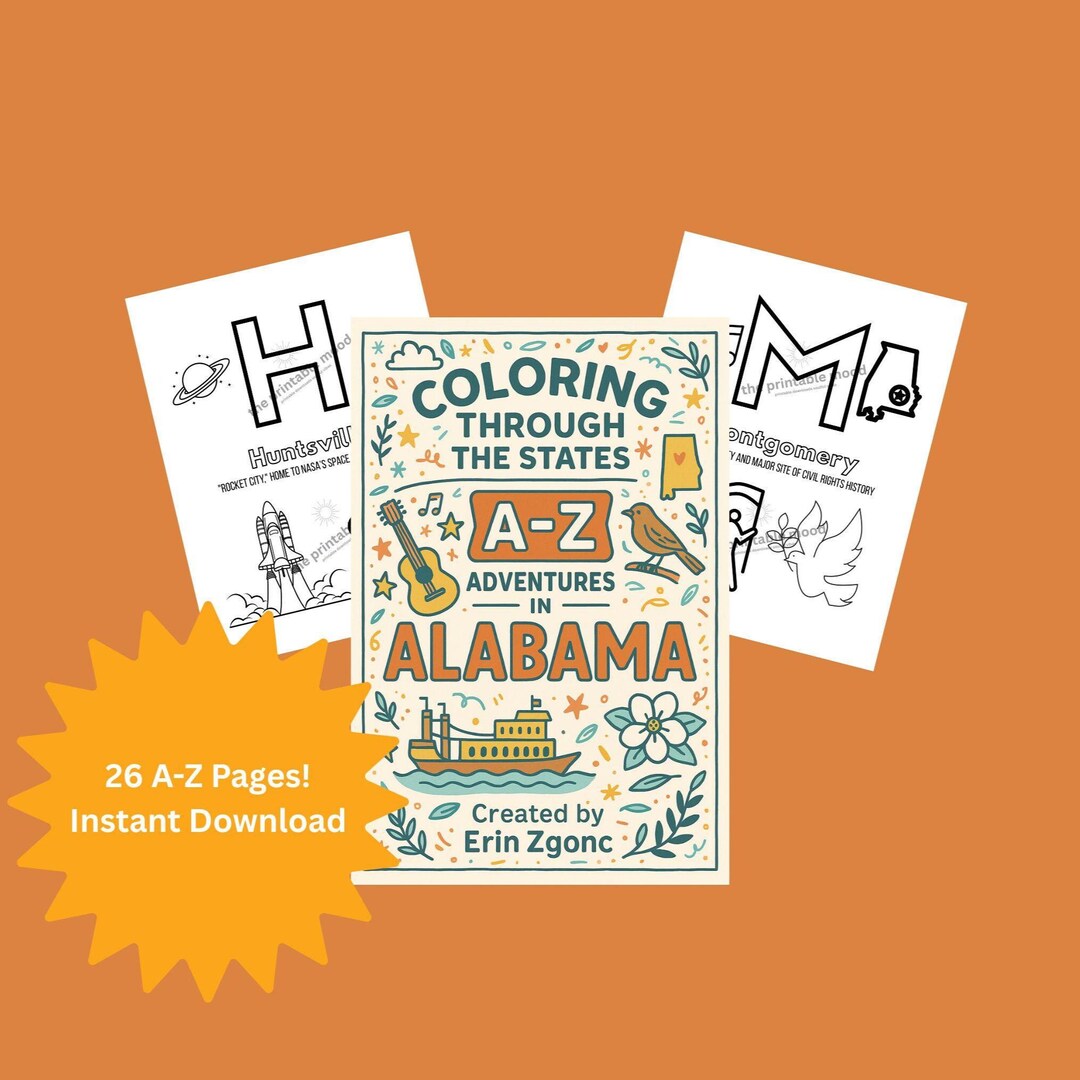 Coloring Through the States: Alabama A–Z | Printable Coloring Pages for ...