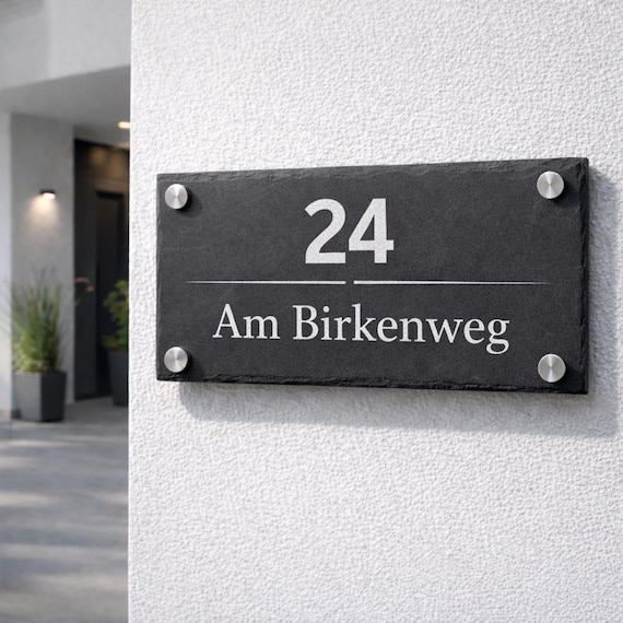 Personalisierte Hausnummer aus Naturschiefer