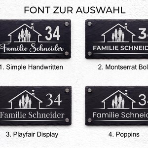 Türschild personalisiert Schiefer | Türschild Familie & Name | Hausnummer graviert | Namensschild Haustür | Geschenk Richtfest Einzug 画像 6
