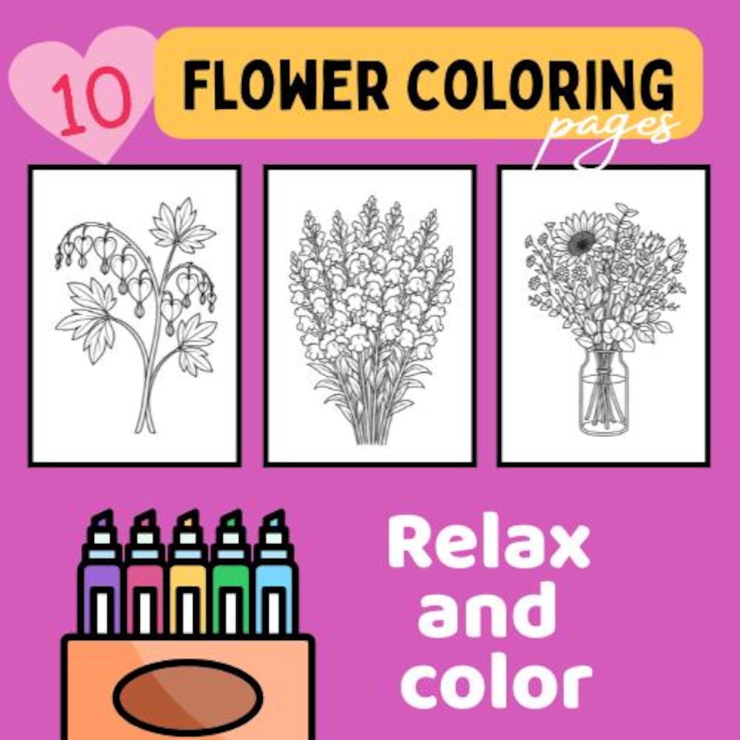 10 Flower Coloring Pages for Adults | Printable Floral Coloring Sheets ...