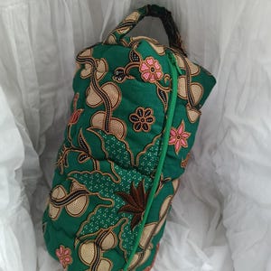 Handmade Batik Pouch Bag | Quilted Malaysian Toiletry Bag | Cultural Gift | Travel Organizer | Ethnic Floral Zip Pouch | Batik Cosmetic Bag*