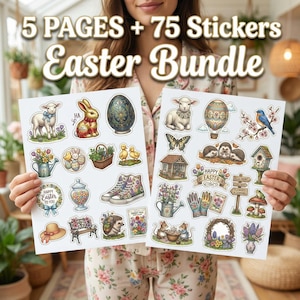 Vintage Watercolor Easter Planner Stickers | Religious Spring Digital Journal Kit