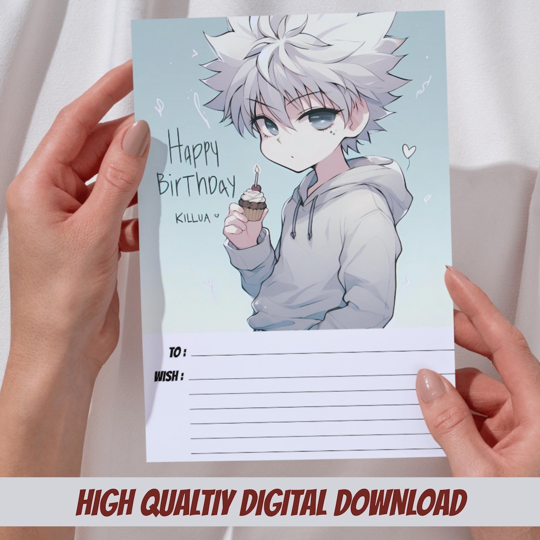 Anime Birthday Card | PDF Instant Download | Digital Birthday Card ...
