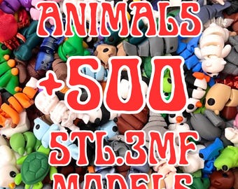 Miniaturowy model zwierzęcia Flexi STL.3MF do druku 3D + 500 plików