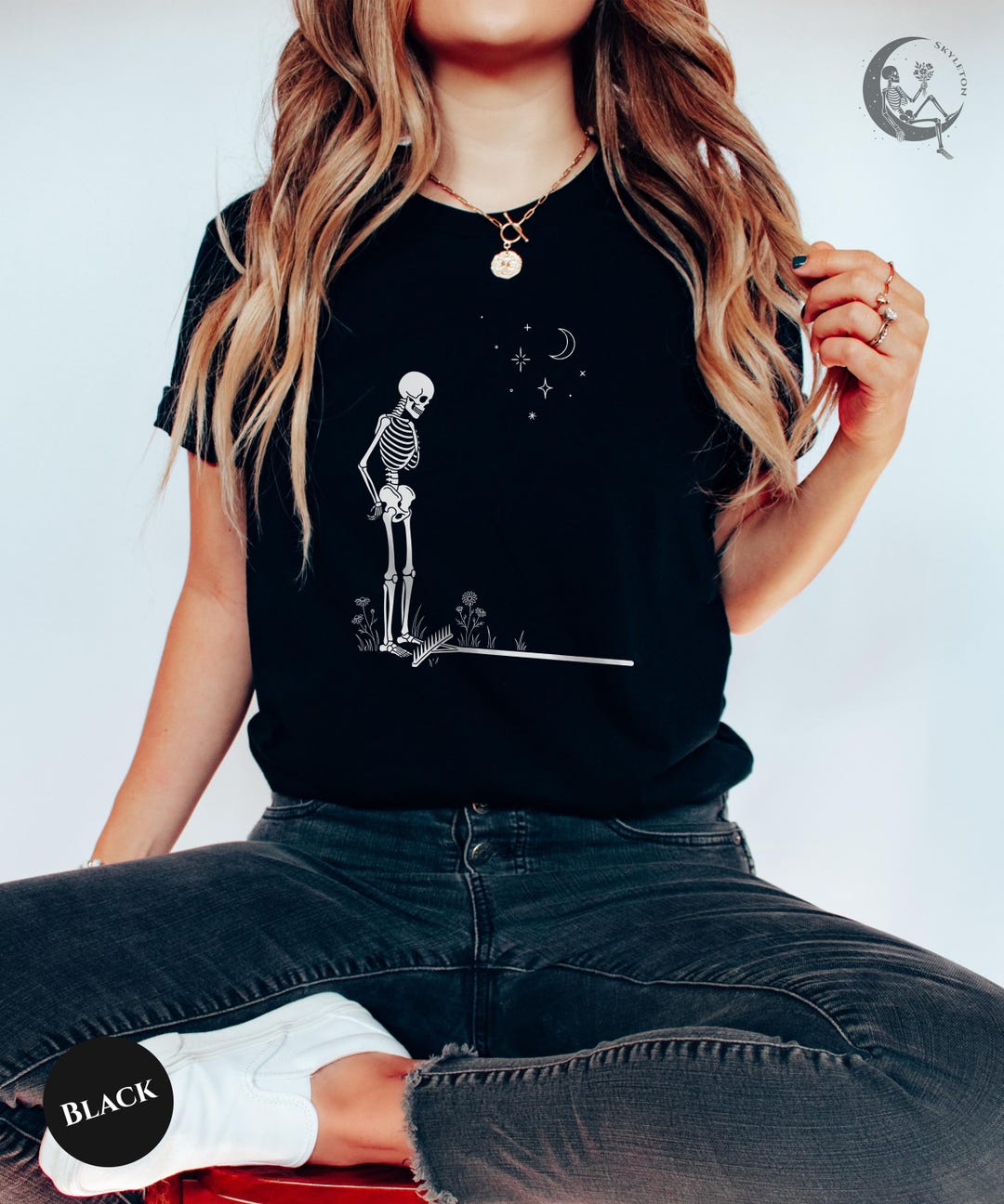 Staring Rake Skeleton Staring at Rake Shirt | Existential Dark Humor Tee | Funny ...