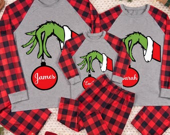 Personalized Family Christmas Pajamas, Matching Pjs for Kids Adult Baby, Family Name Pyjamas, Custom Family Christmas Sleepwear, Multi Color