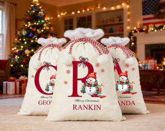 Personalized Christmas Gift Bag Custom Family Santa Sack with Name Velvet Santa Bag for Kids Xmas Decor