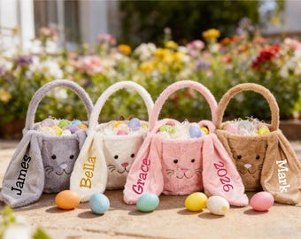 Personalized Easter Basket with Kid Name,Custom Easter Bunny Basket,Monogram Easter Bucket,Boys Girls Easter Basket,Easter Gifts for Kids