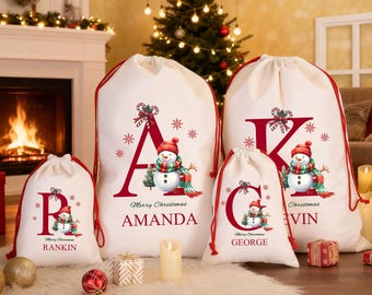 Personalised Santa Sack for Kids, Christmas Sacks, Christmas Eve Bag, Christmas Eve Sack, Christmas Gift Bag, Xmas Stocking, Large Letter